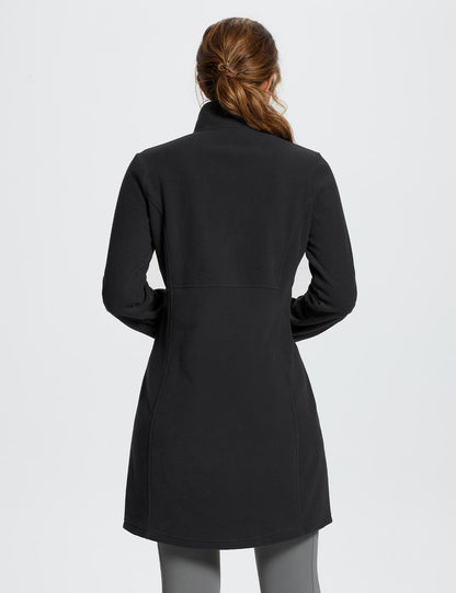 Women's Winter Tunic Dress with Quarter Zipper, High Collar, and Kangaroo Pocket
