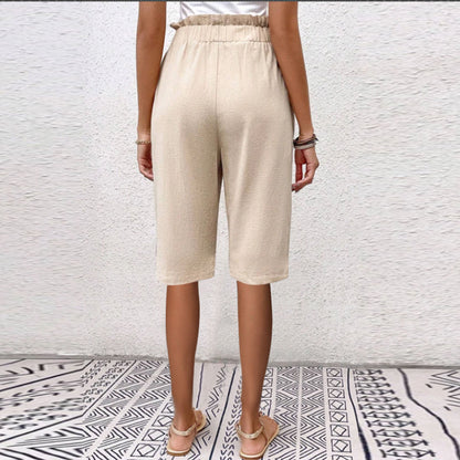 Damen Sommer-Shorts Mit Hohem Bund, Taschen Und Knopfdetail