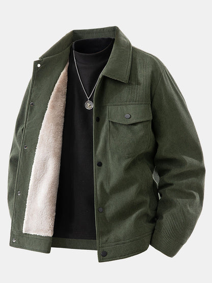 Men&#39;s autumn jacket with lining and snap button closure