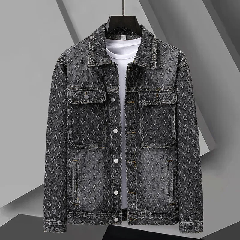 Men's jacket with jacquard pattern and tailored fit