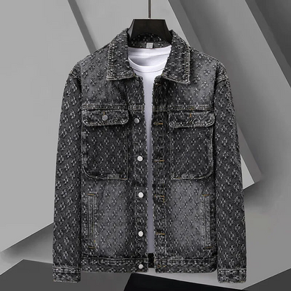 Men's jacket with jacquard pattern and tailored fit