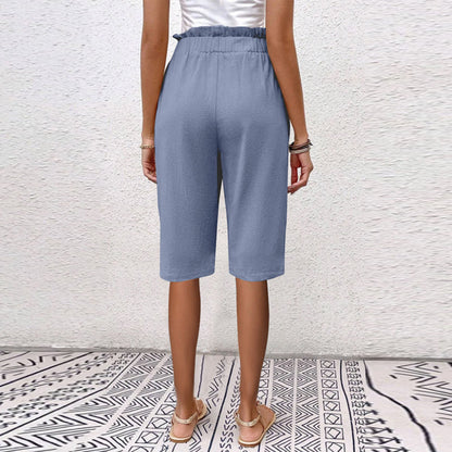 Damen Sommer-Shorts Mit Hohem Bund, Taschen Und Knopfdetail