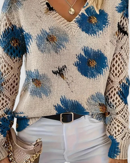 Damen Pullover Mit Durchbrochenen Ärmeln Und Weicher Struktur