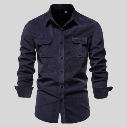 Herren Cordhemd Langarm Button-Up