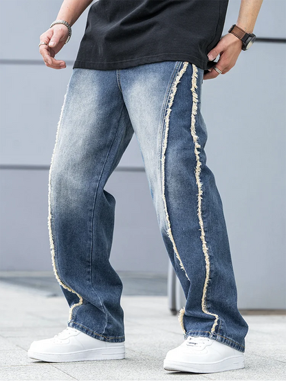 Herren-Jeans mit lockerem Schnitt und rohen Kanten