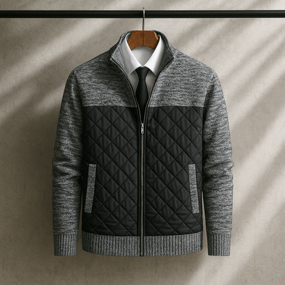 Herren Steppjacke Baumwollstrickärmel Gerippter Saum