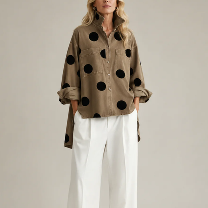 Damen Jeanshemd mit Polka Dot Muster – Lockerer Schnitt