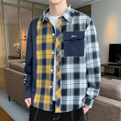 Men's Checkered Shirt Long-Sleeve Work Shirt