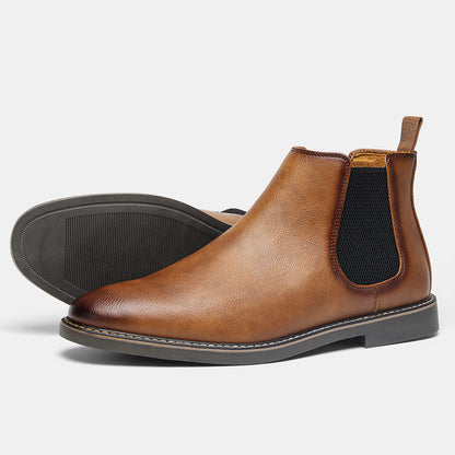 Men's Chelsea Boots PU Leather Look Round Toe Low Ankle