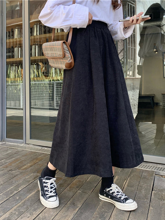 Damen-A-Linien-Midirock mit hohem Bund und ausgestelltem Saum – Eleganter Stil