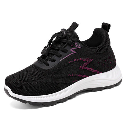 Damen Walking Sportschuhe mit runder Spitze – Strick Look