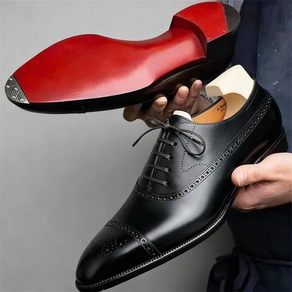 Herren-Oxfordschuhe Mit Brogue-Detail, Schnürschuhe, Formelle Schuhe In Lederoptik