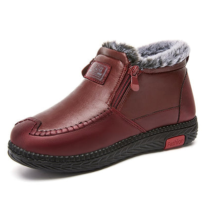 Women's winter boots with plush lining and flat sole