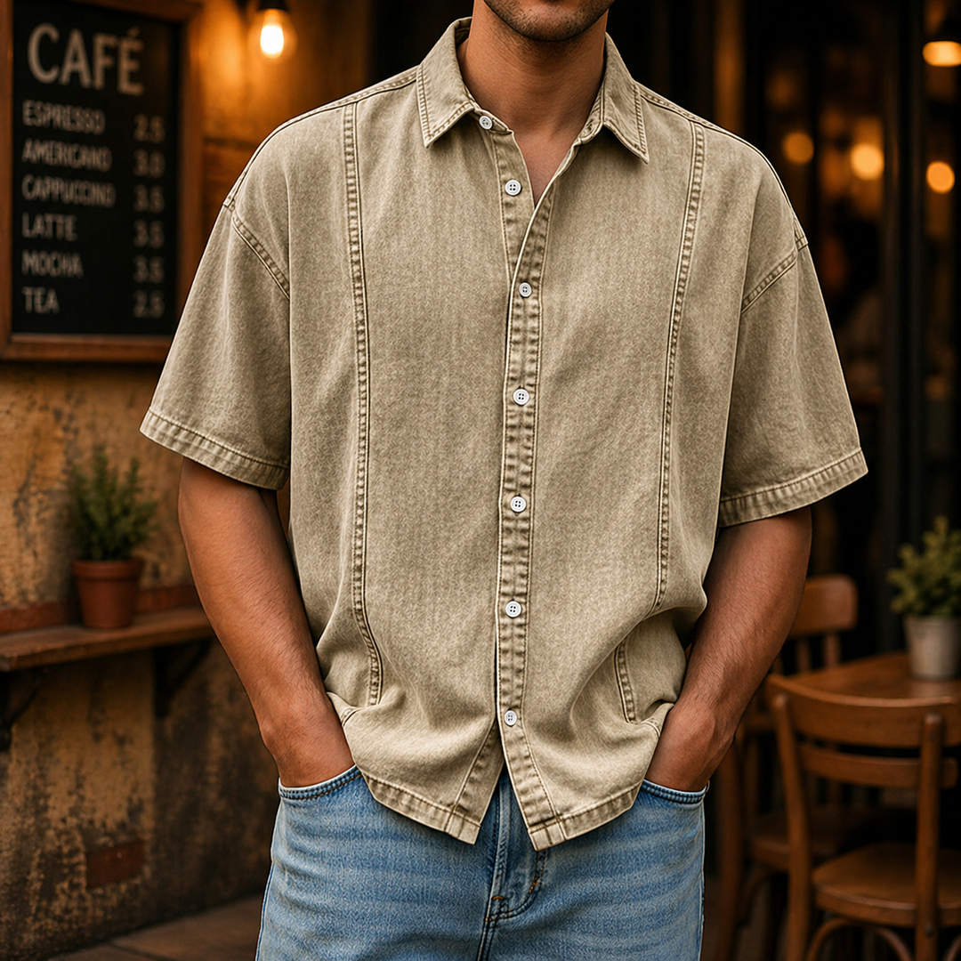 Herren Kurzarm Hemd mit Knopfleiste – Lockerer Schnitt Leichtes Design