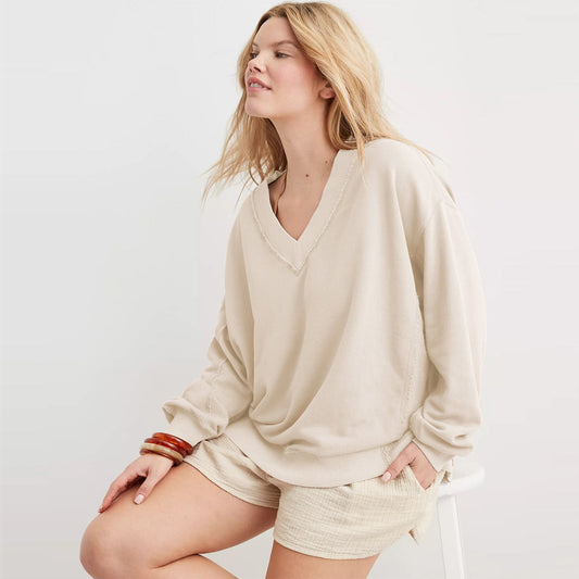 Damen Pullover mit lockerem Schnitt, dekorativer Borte und langen Ärmeln