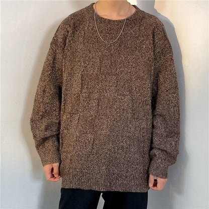 Herren Winter Pullover Rautenmuster Langarm Lockerer Schnitt – Woll-Mischung