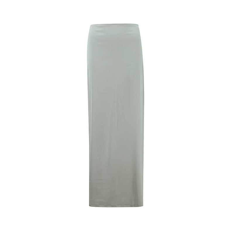Damen Herbst Maxikleid mit hohem Taillenbund und asymmetrischem Faltenwurf – Einfarbig
