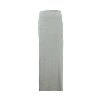 Damen Herbst Maxikleid mit hohem Taillenbund und asymmetrischem Faltenwurf – Einfarbig
