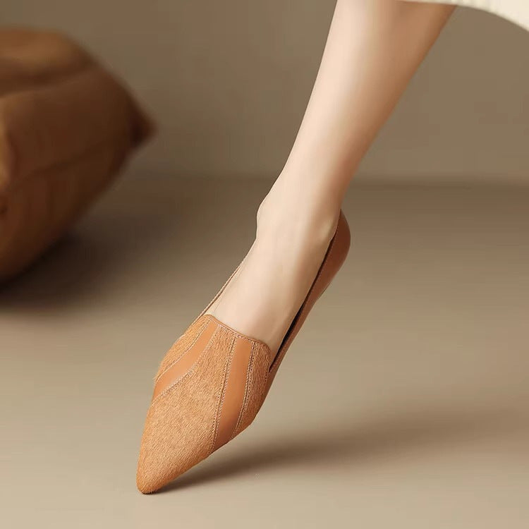 Damen-Slipper Mit Spitzer Zehenpartie, Flach Und Niedrig Geschnitten
