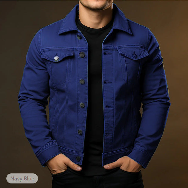 Men's jacket made of denim blend fabric Solid color - Denim blend