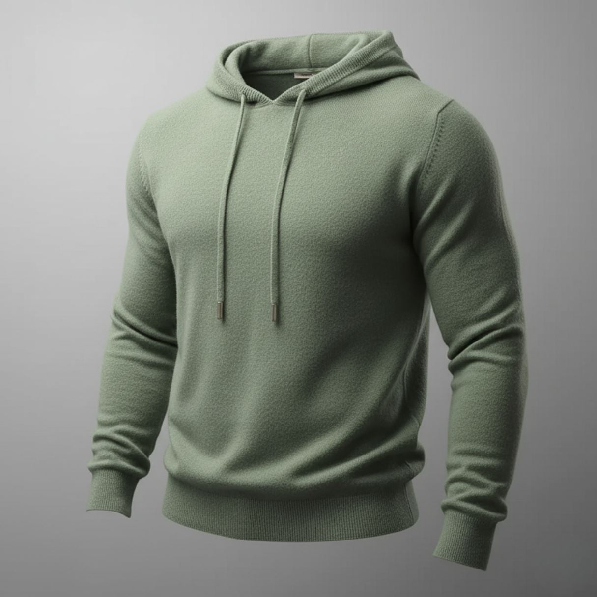 Herren Hoodie Leichtes Strickdesign Verstellbare Kapuze Gerippter Saum