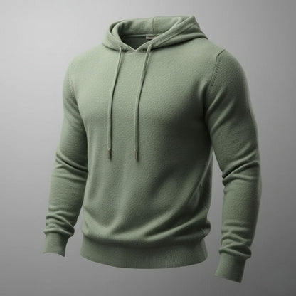Herren Hoodie Leichtes Strickdesign Verstellbare Kapuze Gerippter Saum