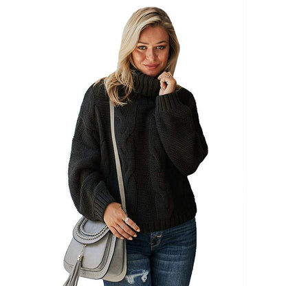 Women's Winter High-Neck Sweater Solid Color Long Sleeve