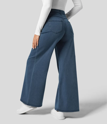 Women's Pants with High Waist and Elastic Fit