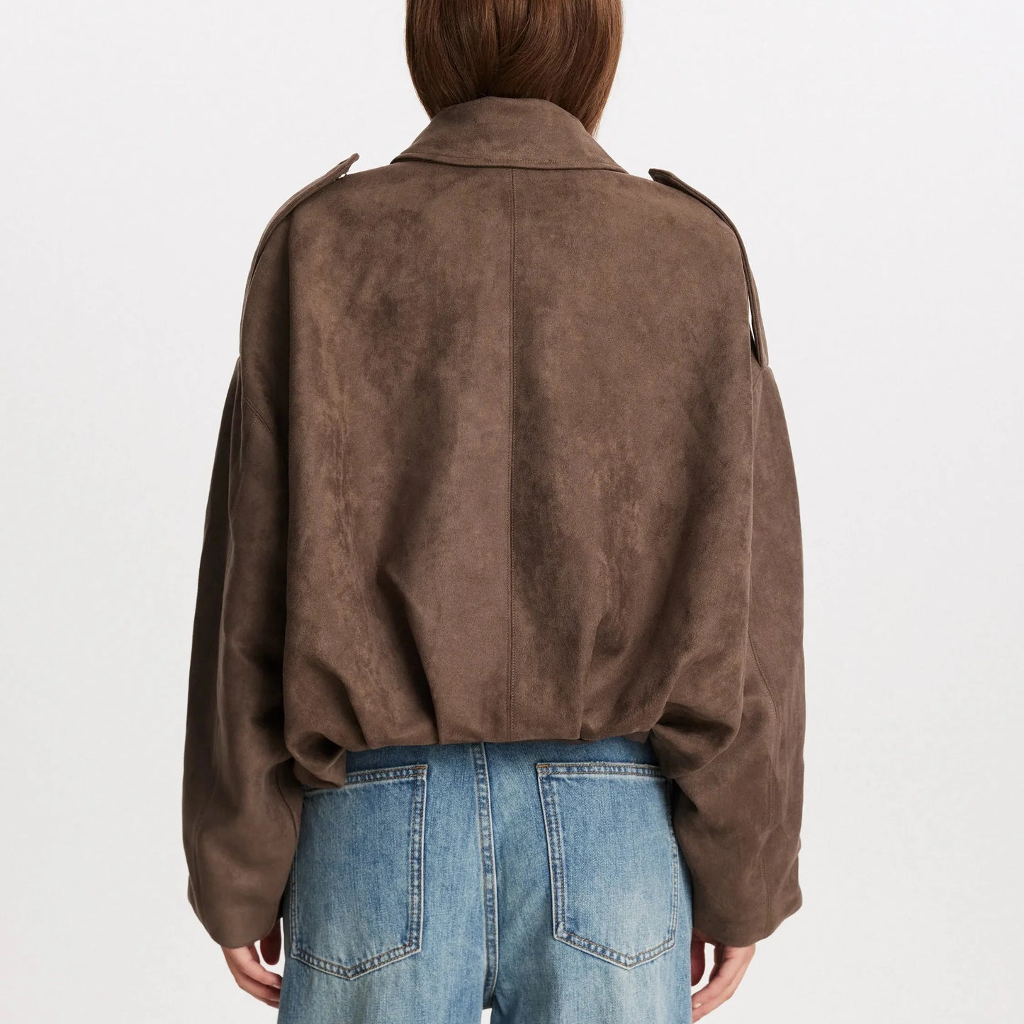 Damen Oversize Jacke Mit Wildleder Optik