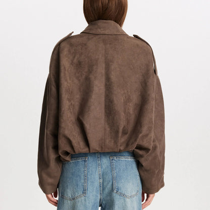 Damen Oversize Jacke Mit Wildleder Optik