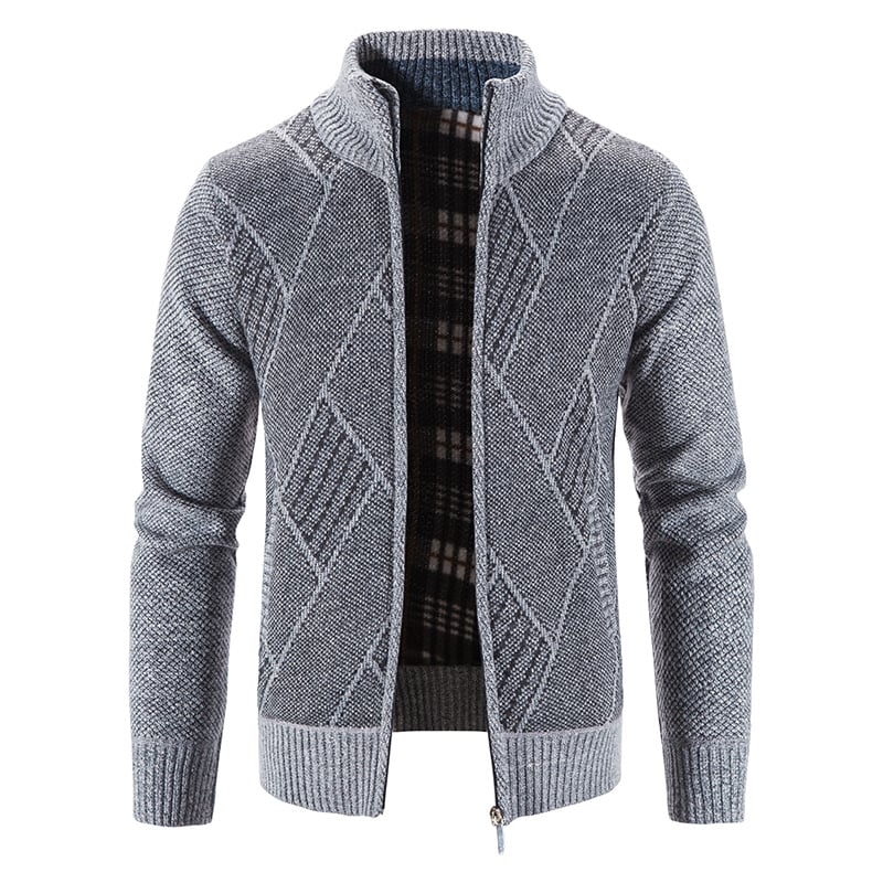 Men's Knit Cardigan Loose Fit Long Sleeve Open Design – Wool Blend