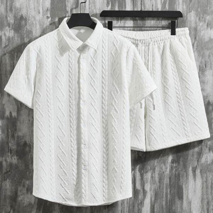 Herren-Frühlings-Shorts-Set: Kurzarm-T-Shirt Und Shorts Mit Rautenmuster