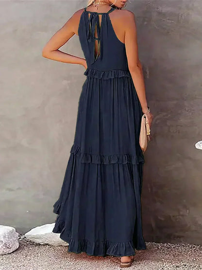 Damen Sommerkleid ohne Ärmel mit Rüschendetails