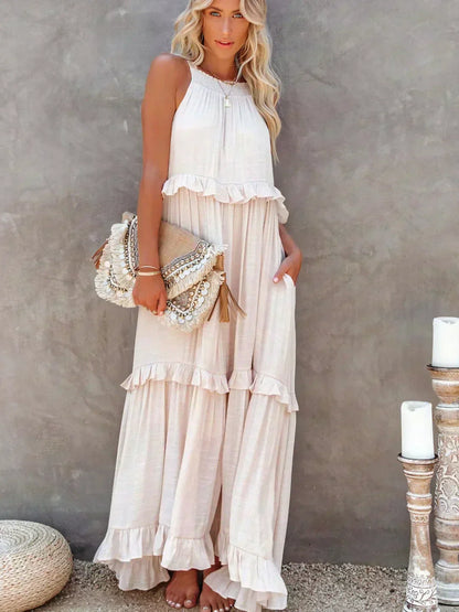Damen Sommerkleid ohne Ärmel mit Rüschendetails