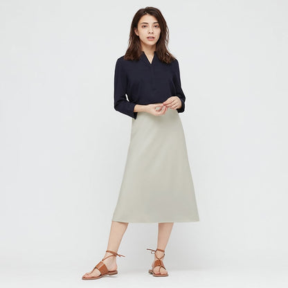 Damen Midilanger A-Linien-Rock mit Strukturdesign