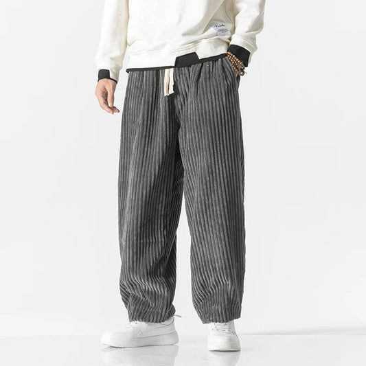 Herren-Loungehose mit Cordstruktur und Kordelzugbund
