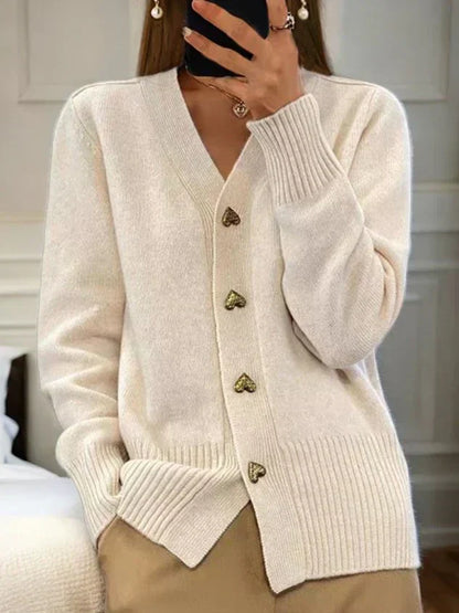 Women's Autumn Cardigan Buttons Long Sleeves Yarn Knit