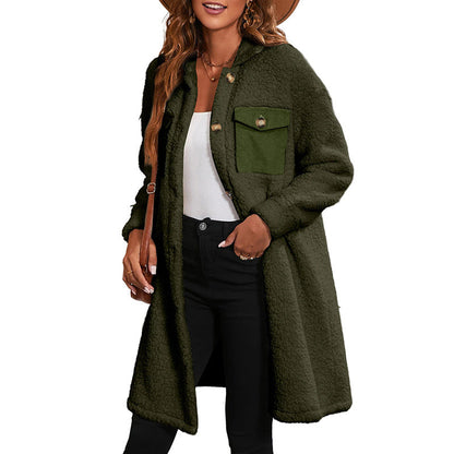 Damen Herbst-Langjacke mit Reißverschluss und Unifarbe