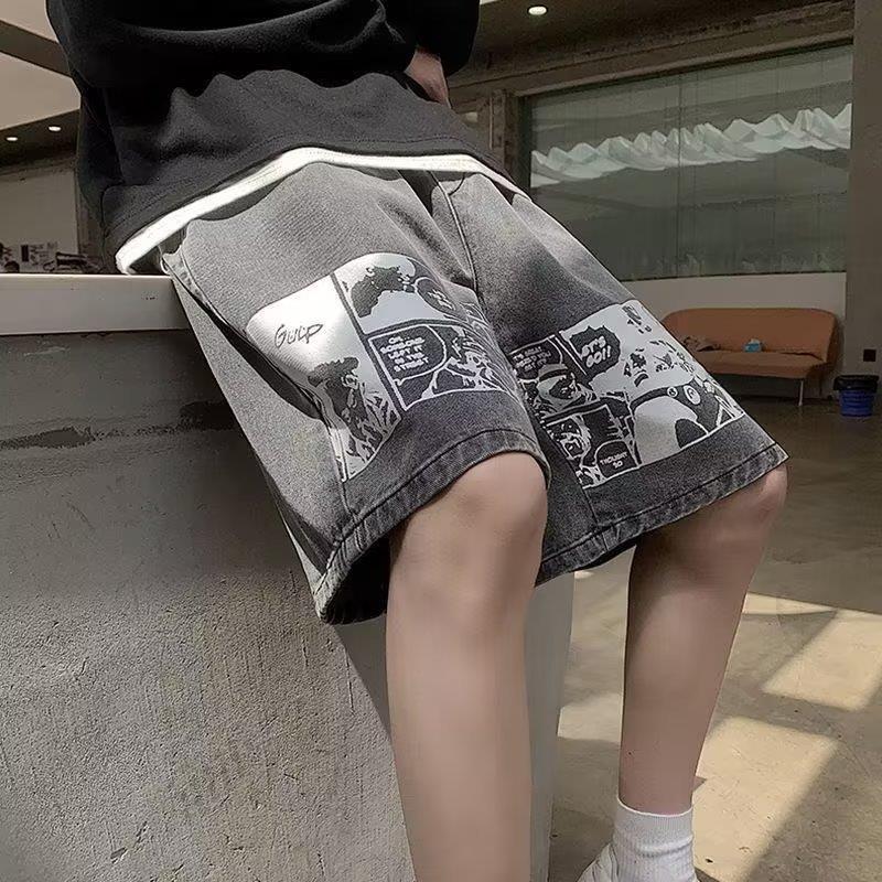 Herren-Jeansshorts, Lässige Passform, Europäischer Streetstyle