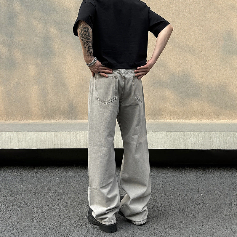 Herren-Hose Mit Weitem Bein, Lockerer Retro-Stil, Grau