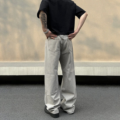 Herren-Hose Mit Weitem Bein, Lockerer Retro-Stil, Grau