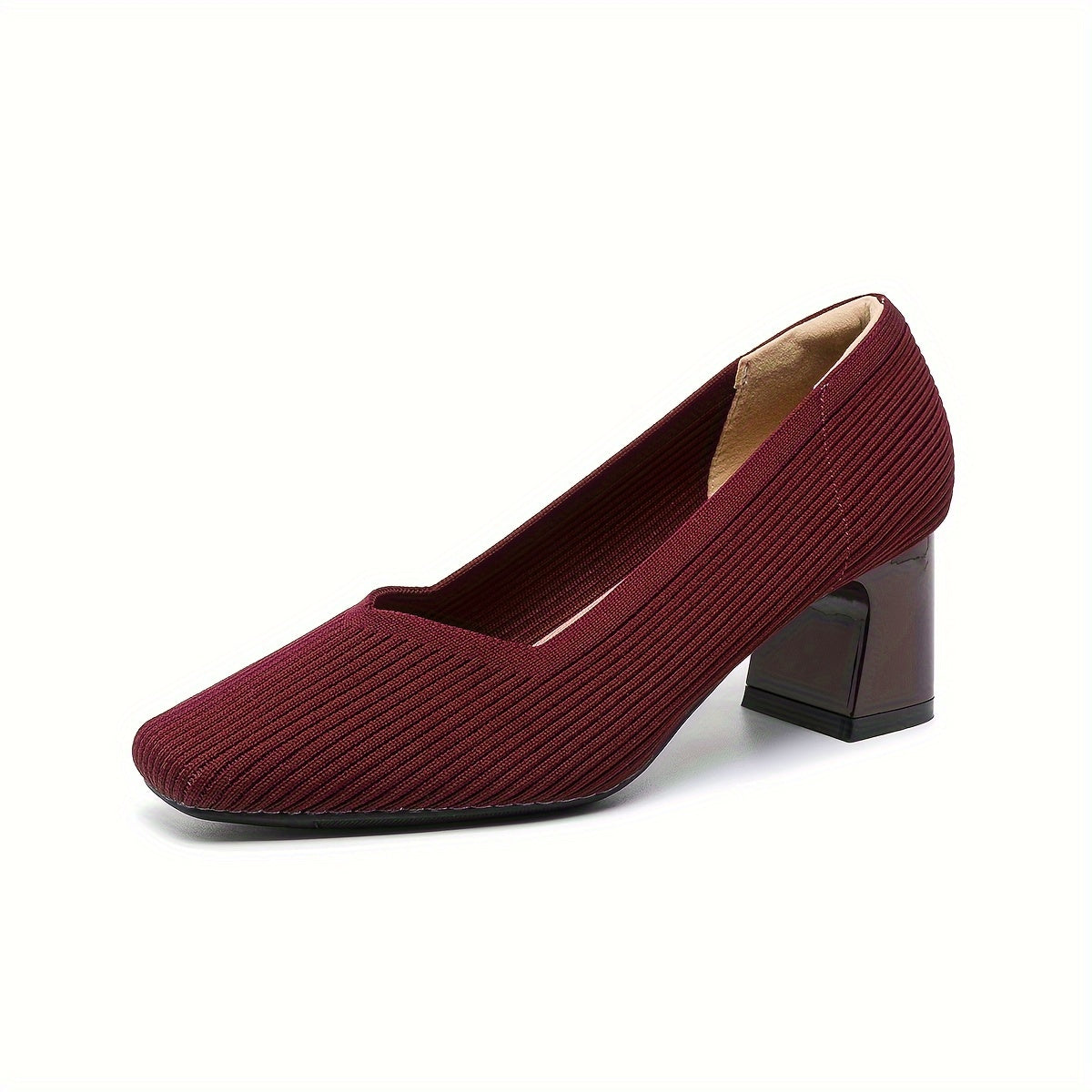 Women's Pumps Block Heel Stretch Fit Padded Sole