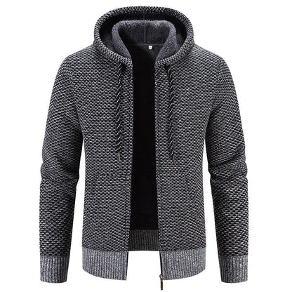 Herren Wintermantel mit Kapuze, Reißverschluss und Kordelzug