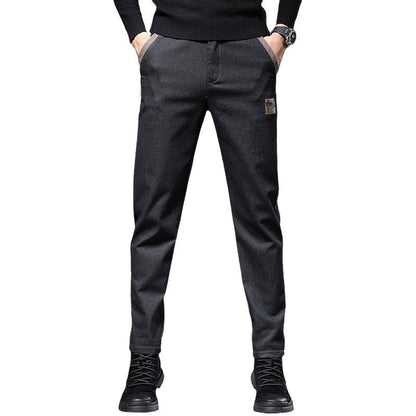 Herren Frühlingshose Mit Stickerei, Schmal Geschnitten, Gerader Schnitt, Hoher Bund, Stretch-Design