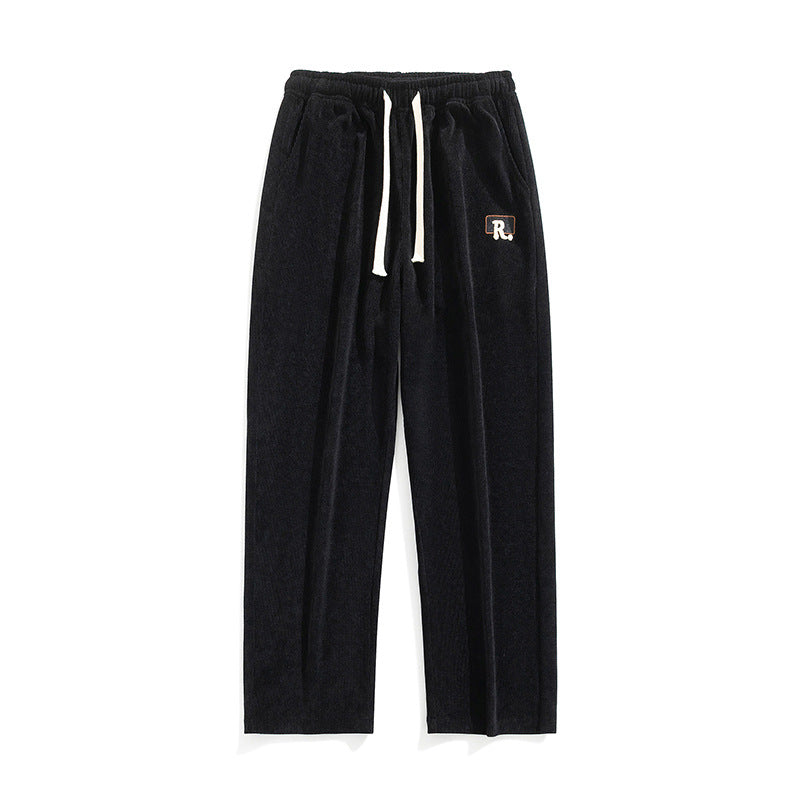 Herren-Geradehose Mit Drapierung, Einfarbig, Lockere Passform