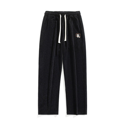 Herren-Geradehose Mit Drapierung, Einfarbig, Lockere Passform