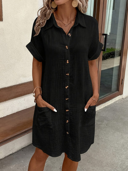 Damen Hemdblusenkleid mit Knopfleiste und Kragen