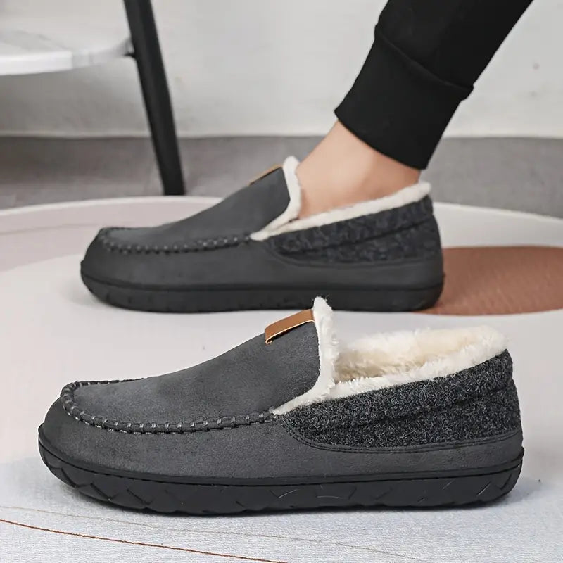 Men's Autumn Slip-On Shoes with Plush Lining, EVA Sole, and Non-Slip Outsole