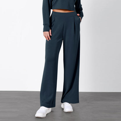 Damen-Hose mit hohem Bund und geradem Bein – Fließender Stil