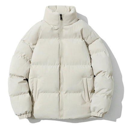 Winter coat for men with geometric pattern and standing collar